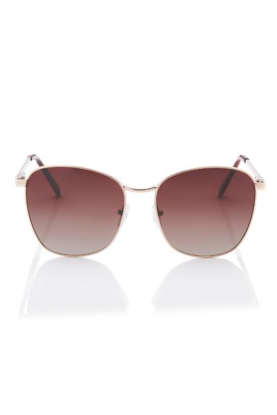 Lee Cooper Polarized Sunglasses Gold Frame Gradient Brown Mirror Lens 55mm - LC1207C01