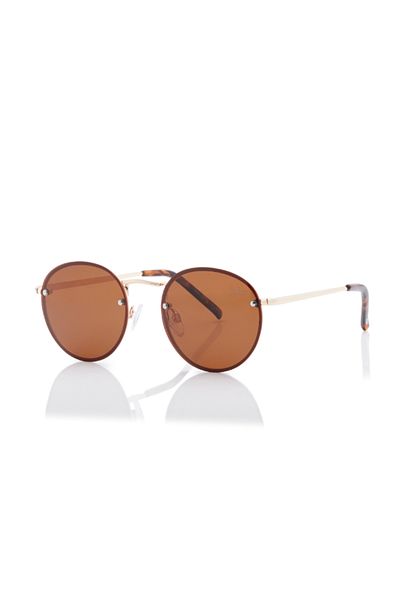 Lee Cooper Polarized Sunglasses Gold Frame Brown Mirror Lens 53mm - LC1212C01