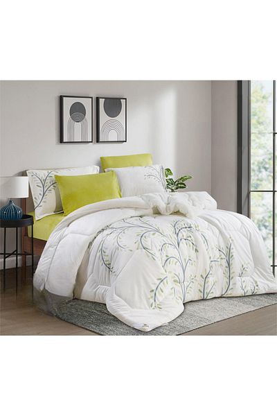 HOURS Horse Fur Winter Double-Sided Comforter Set with Durable and Soft Fabric and Heavy Filling, 6 Pieces, King Size