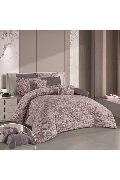 HOURS Horse Fur and Velvet Winter Double-Sided Comforter Set with Durable and Soft Fabric and Heavy Filling, 8 Pieces, King Size