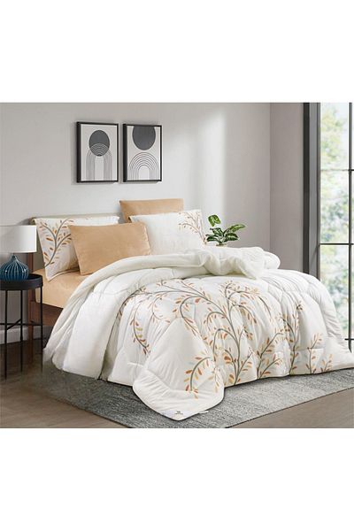 HOURS Horse Fur Winter Double-Sided Comforter Set with Durable and Soft Fabric and Heavy Filling, 6 Pieces, King Size