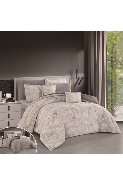 HOURS Horse Fur and Velvet Winter Double-Sided Comforter Set with Durable and Soft Fabric and Heavy Filling, 8 Pieces, King Size