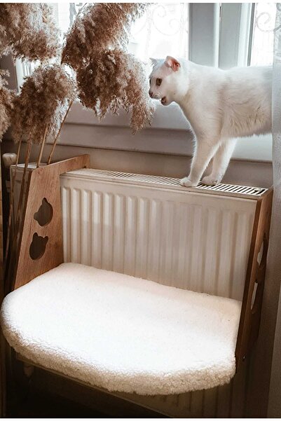 POFİTTO Kedi Yatağı Kalorifer Petek Yatağı - Radyatör Yatağı - Geniş Kedi Yatağı - Kuzu Welsoft Kumaş-beyaz