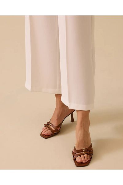 SEÇİL High Waist Wide Leg Ecru Trousers