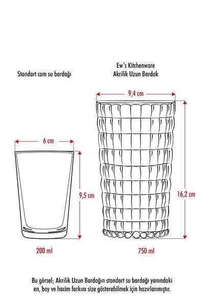 EWs Allegra White Set of 6 Glasses 750 ml Acrylic Material - Not Glass Shatter-Resistant