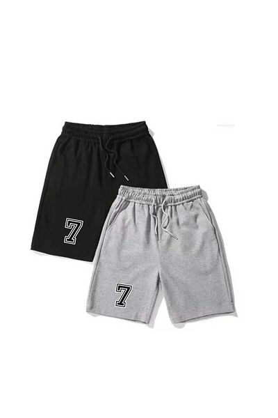 woonkey UNISEX PRINTED ΧΤΕΝΙΣΜΕΝΟ ΣΟΡΤΣ ΜΑΥΡΟ ΚΑΙ ΓΚΡΙ ΣΕΤ 2 ΝΕΑ ΣΕΖΟΝ