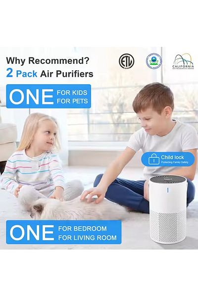 ET-LIFE Air Purifiers for Home Dust Smoke Pet Hair,Up to 80m²,H13 True HEPA Air Filter,Office GL-K802 White