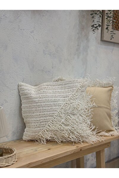 Maison Avf Husă de pernă cu detaliu lateral alb 50 X 50 cm