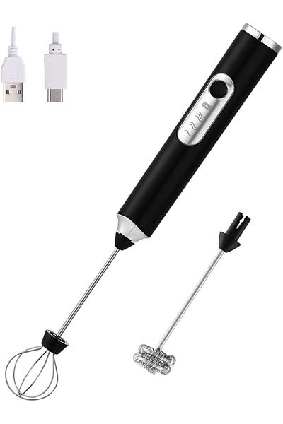 COOYA Rechargeable Electric Foam Maker, with Stainless whisks, for Bulletproof Coffee, Cappuccino(Black)