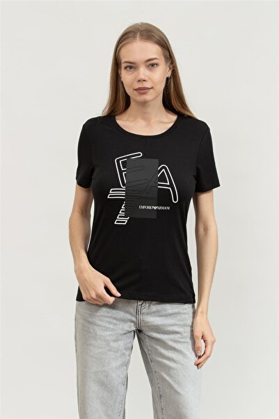 EA7 Kadın Bisiklet Yaka T-Shirt