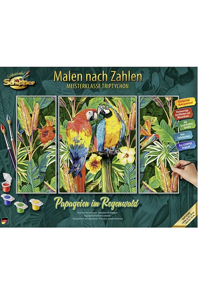 SCHIPPER Set pictura pe numere Schipper Triptic - Papagali în pădurea tropicală