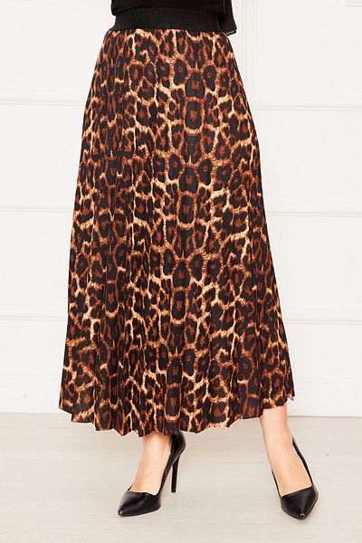 EBRUTESETTÜR Fusta Hijab Leopard cu pliuri cu talie elastică