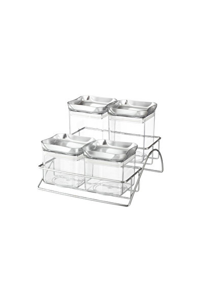 Bin Shihoun Abomar Co Set of 4 clear acrylic storage boxes with silver lid an...