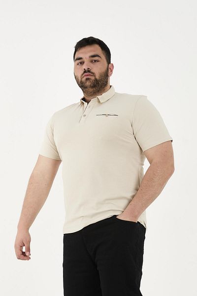 Maccali Men's Timeless Pocket Basic Long Plain Polo Neck T-Shirt Cream