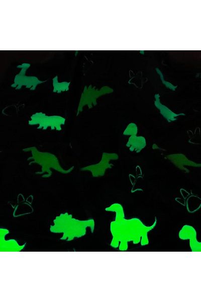 OEM Patura Fosforescenta cu Dinozauri, Flanel, 130 x 150 cm, design fosforescent