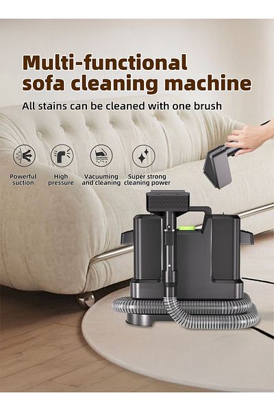 ET-LIFE Carpet Cleaner Wired Dry & Wet Cleaner,Removes Tough Spot & Stain,For Sofa/Car/Upholstery 500W Black