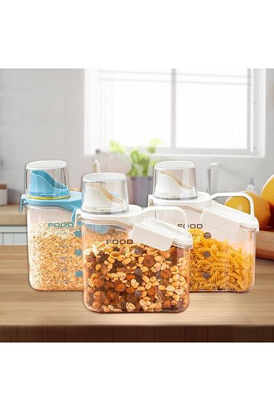 COOYA Kitchen Storage Containers, Sealed Design Measuring Cups with Pour Spouts for Cereals, Rice, Flour
