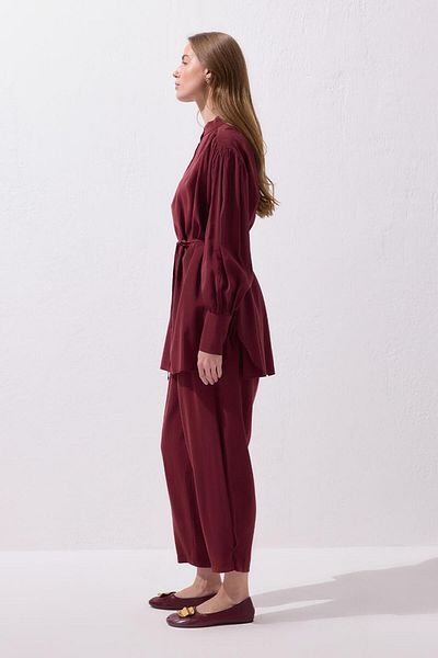 KADRİYE BAŞTÜRK Tina Shirt Pants Suit Claret Red
