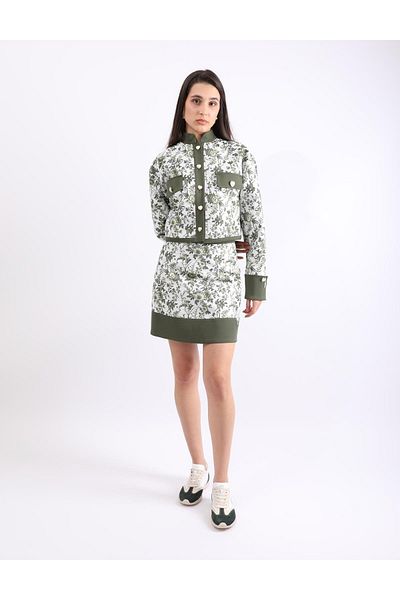 İLVİ Lalita Green Floral Patterned Women's Skirt