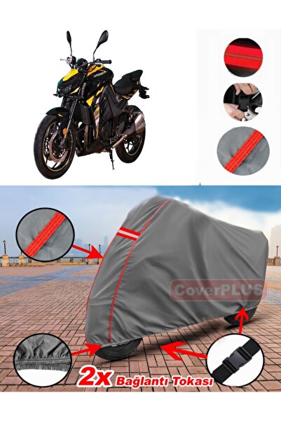 CoverPlus Arora AR251 القماش المشمع غطاء دراجة نارية خيمة حمراء مخيط رمادي