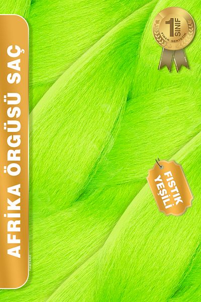 KONAK PERUK Synthetic Braiding Hair for African Braiding Rasta and Box Braid 100 Gr. - Neon Green