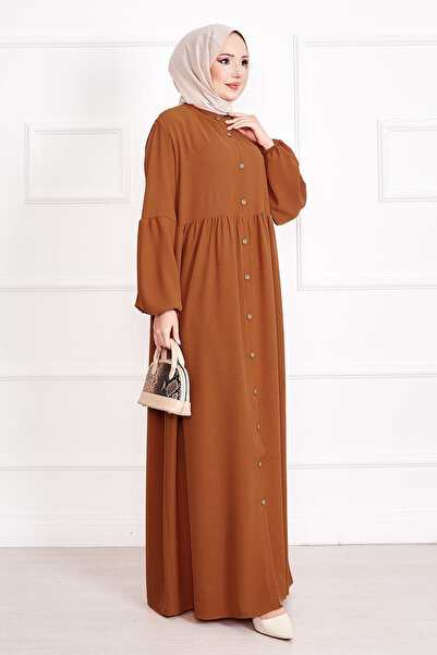 EBRUTESETTÜR Balloon Sleeve Buttoned Hijab Dress