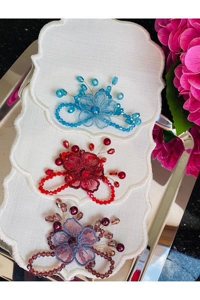 ELÇİÇEK HOME Presentation Napkin, Cocktail Napkin, Coffee Side Presentation Napkin 3 Pieces