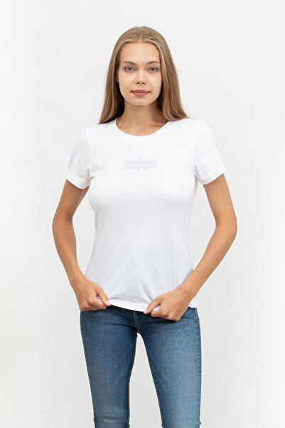 Calvin Klein White Women's Slim Fit OUTLINED CK T-Shirt