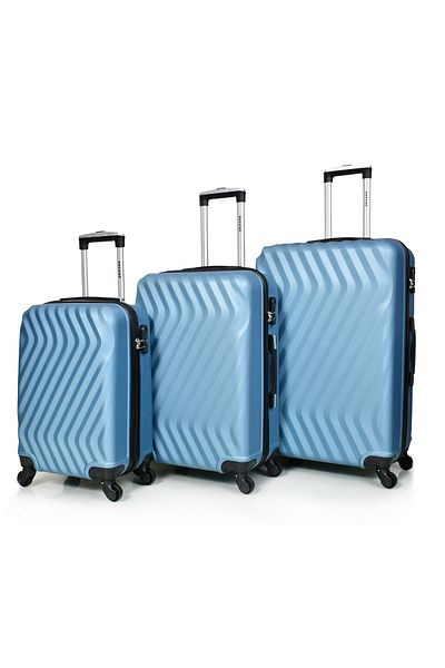 MORANO Murano 3 Piece Unisex Luggage Set in Silver, 28" - 24" - 20".