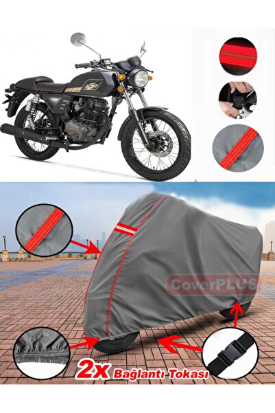 CoverPlus Rks Cafe 152 قماش القماش المشمع غطاء دراجة نارية خيمة حمراء مخيط رمادي