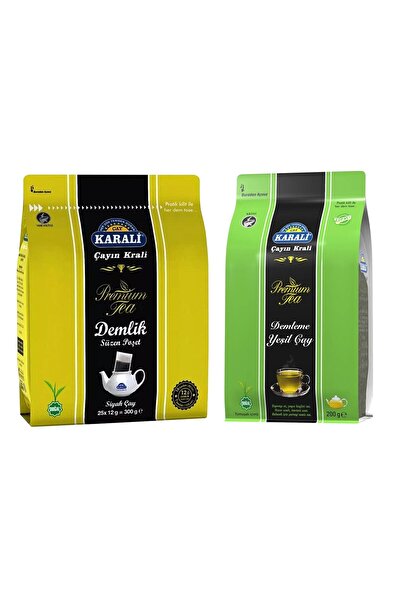 Karali Çay Karali Premium Demlik Poşet Çay 300 gr + Demleme Yeşil Çay 200 gr