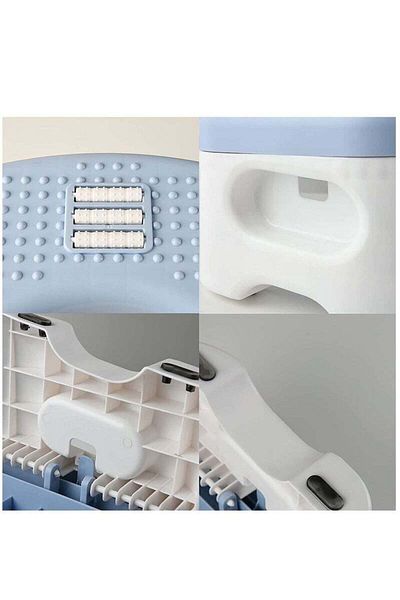 COOYA Foldable Toilet Step Stool,with Massage Roller,Non Slip Compact for for Adults Children,Blue