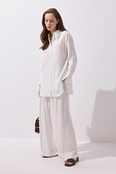 KADRİYE BAŞTÜRK Modal Basic Gömlek Ekru