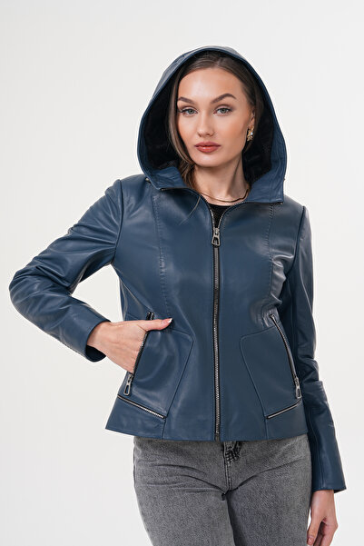 Metins Leather Kadın Kapüşonlu Hakiki Deri Mont 145Ronda