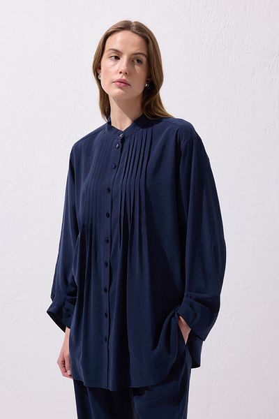 KADRİYE BAŞTÜRK Merly Shirt Pants Suit Navy Blue
