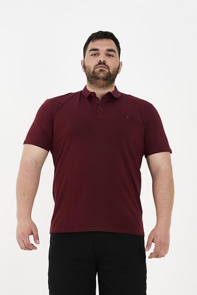 Maccali Men's Timeless Pocket Basic Long Plain Polo Neck T-Shirt Red