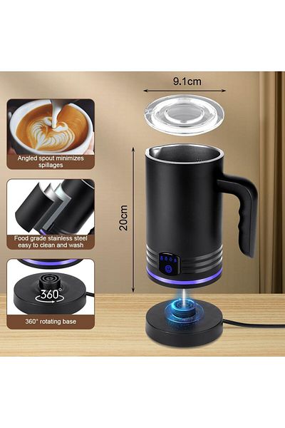 COOYA 4 In 1 Electric Foam Maker, 600 ML Automatic Foam Maker, ELectric Hot Cold Milk Foaming Machine