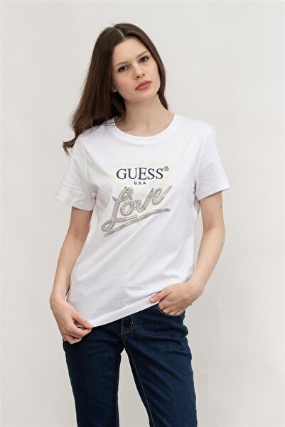 Guess Γυναικείο μπλουζάκι με κανονική εφαρμογή Cn Ss Love