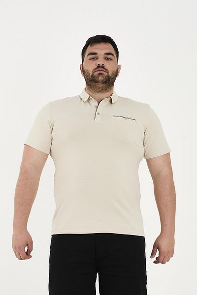 Maccali Men's Timeless Pocket Basic Long Plain Polo Neck T-Shirt Cream