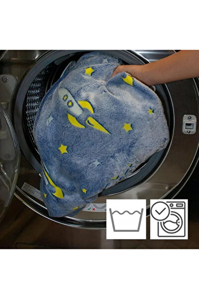 OEM Glow-in-the-dark blanket with astronauts, soft flannel 130x150 cm, fluffy blanket with stars and planets