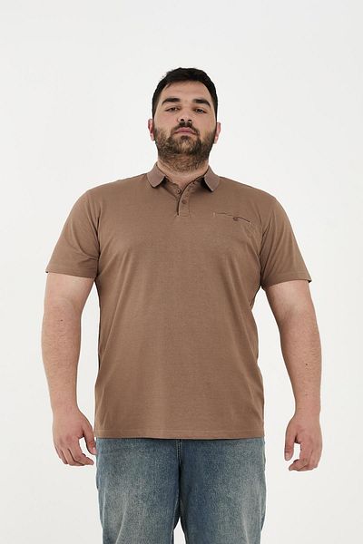 Maccali Men's Timeless Pocket Basic Long Plain Polo Neck T-Shirt Brown