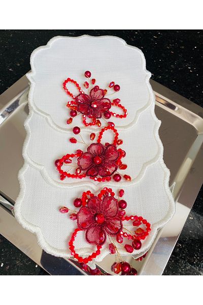 ELÇİÇEK HOME Presentation Napkin, Cocktail Napkin, Coffee Side Presentation Napkin 3 Pieces