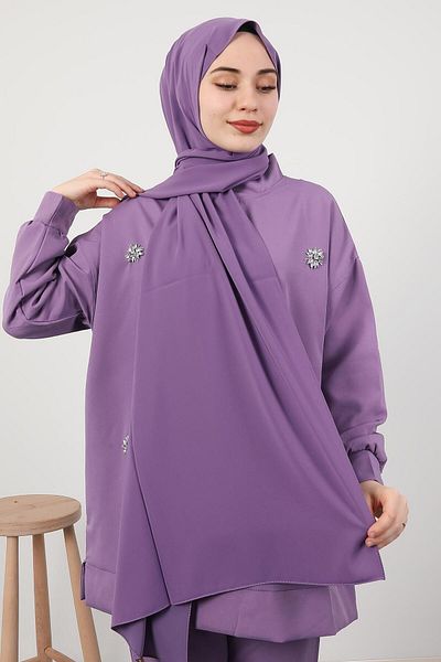 GİYZAMİLA Medina Silk Shawl Lilac