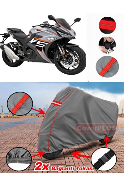 CoverPlus Rks R250 Branda Motor Brandası Motorsiklet Örtüsü Çadır Kırmızı Dik...