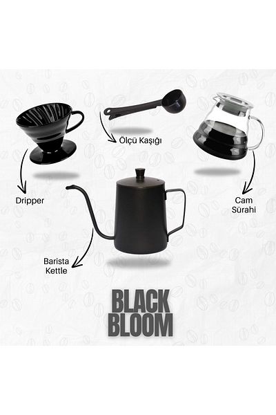SODELICIOUS COFFEE TEA Black Bloom Gift Home Barista Set