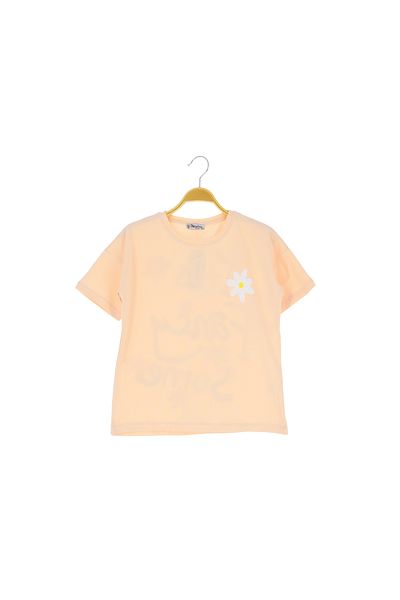 Atabay Kids Atabay 112-04-25 Girl's Tshi̇rt Front and Back with Daisy Print 2/10 Years