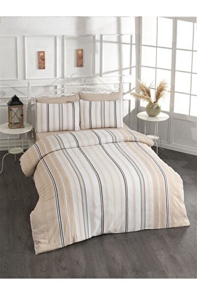 Rasel Tekstil Cotton Cappuccino Double Duvet Cover Set 200X220