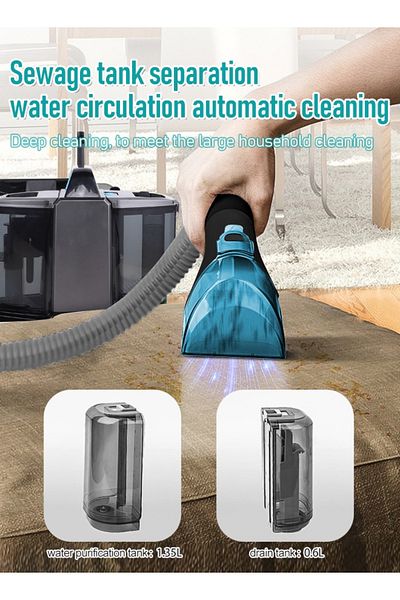 ET-LIFE Carpet Cleaner, Wired Dry & Wet Cleaner with 3 Brushes, for Carpet/Curtain/Car Seat/Sofa,500W, Black