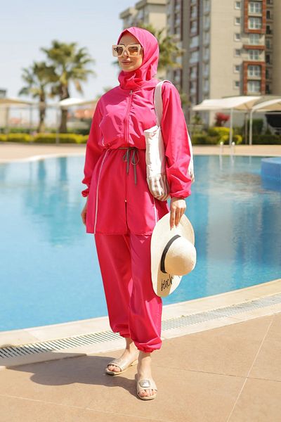 ÇEÇİM Full Covered Hijab Swimsuit 2 Piece Set Zyn-58785