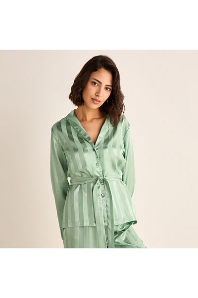 FAV Striped Jacquard Shirt and Pyjama Set